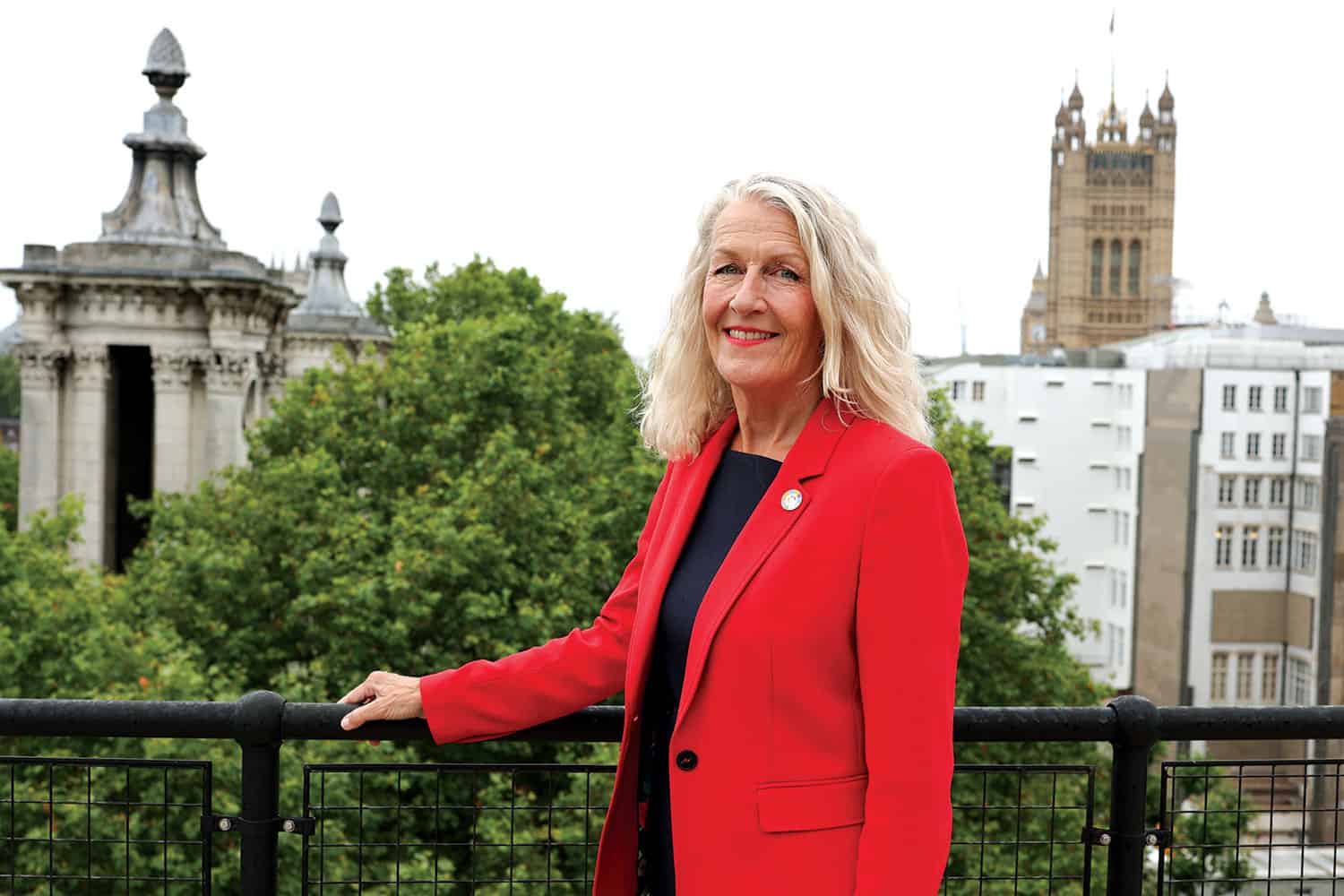Cllr Louise Gittins standing in a balcony